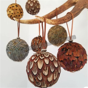 Bola de Navidad de pluma de ganso Natural naranja teñida para adorno de árbol de Navidad Festival decoración de otoño fiesta suministro de vacaciones regalos artesanías - Product Image 3