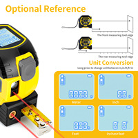 Ruban à mesurer laser portable infrarouge 3 en 1, télémètre numérique rétractable de 40m, télémètre IR à ligne croisée verticale