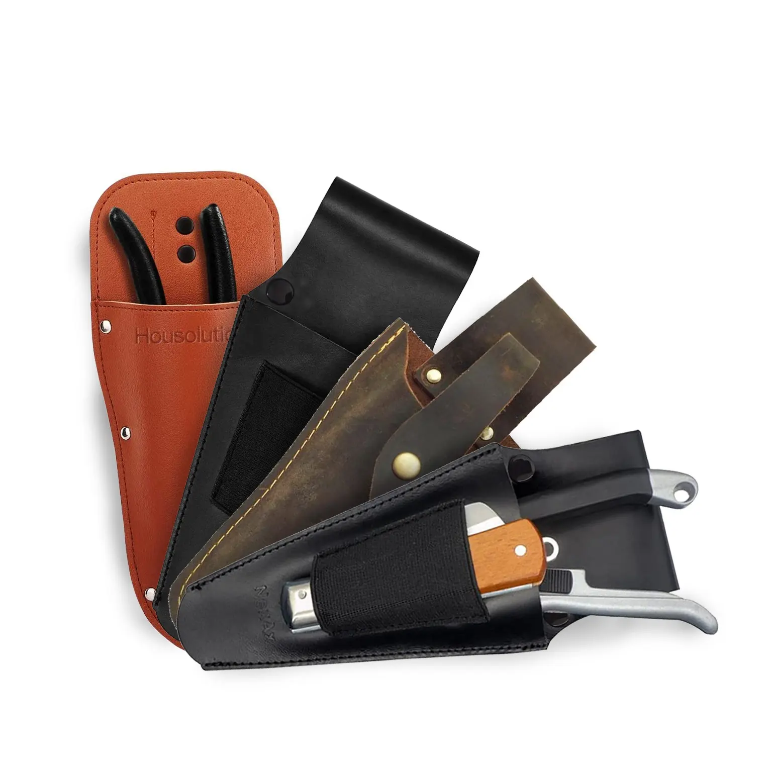 Factory Custom Genuine Leather Pruner Holder Holster Sheath Pocket for Belt