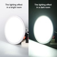 Vente en gros de panneaux lumineux encastrés en aluminium ultra fins, panneaux lumineux ronds encastrés, hauteur 9 mm, 6 W, 15 W, 20 W, panneau lumineux LED SMD anti-éblouissement
