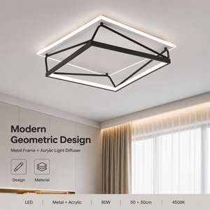 Modern Square Led <b>Ceiling</b> <b>Light</b> Acrylic Iron <b>Remote</b> Dimmable Tri Color Surface Mount For Living Room Bedroom - Product Image 2