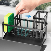 Égouttoir d'évier de cuisine en acier inoxydable antirouille, support pour éponge et savon, porte-brosse à vaisselle, organisateur d'évier, plateau de récupération des gouttes, panier d'évier