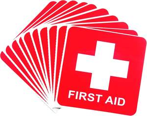 Pegatinas de botiquín de <span class=keywords><strong>primeros</strong></span> <span class=keywords><strong>auxilios</strong></span> a prueba de agua, etiquetas con logotipo de símbolo de emergencia, señales de seguridad para ambulancia de Hospital - Product Image 3