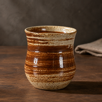 Tasse à café en céramique style rétro de luxe léger avec logo personnalisé, faite à la main, émaillée Yunomi 225ml, 4 couleurs d'émail, en grès, compatible lave-vaisselle