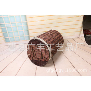 Round <b>Wicker</b> <b>Laundry</b> <b>Basket</b> With Lid Rustic Style For Clothing Organizer Cao County Shandong GF 19 - Product Image 4