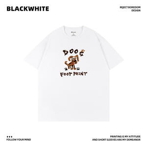 T-shirt homme noir et blanc, manches courtes, taille L, 100% coton, jersey respirant, fabriqué en Chine - Product Image 3