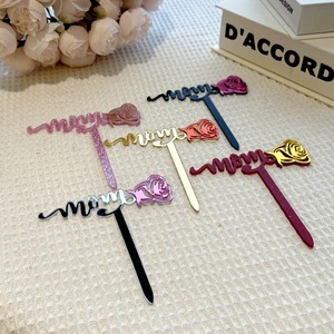 ท็อปเปอร์เค้กอะคริลิค รูปดอกกุหลาบ น้ำผึ้งและรสหวาน สำหรับวันแม่ วันสตรี ของตกแต่งเค้ก - Product Image 4