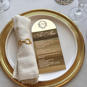 Vanilla Printing Model 324 Elegant <b>Acrylic</b> <b>Mirror</b> Menu Card with Gold Finish for Wedding Personalized Design - Product Image 2