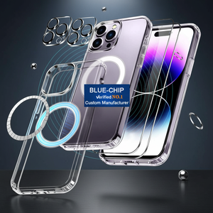 <span class=keywords><strong>BLUECHIP</strong></span> 2300GS Combo 5 en 1: Funda Magnética Transparente para Teléfono, Protector de Pantalla de Vidrio Templado y Protector de Cámara para iPhone 17 16 15 14 13 Pro Max - Product Image 2