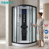 Cabine de douche carrée pivotante YEETE en verre trempé de 8 mm, finition bronze brossé, fermeture douce, design moderne, pour hôtels
