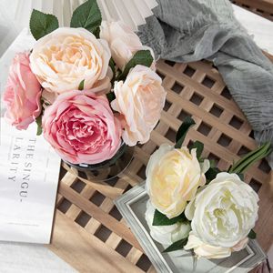 ช่อดอกกุหลาบประดิษฐ์ CallaFloral สีชมพูแชมเปญ ขาวนม งานแฮนด์เมด สำหรับตกแต่งงานแต่งงาน - Product Image 2