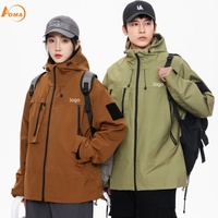 Veste à capuche décontractée unisexe tendance et ample avec fermeture éclair, imperméable et respirante, pour l'extérieur, de la marque Aoyema Custom Fashion Wholesale