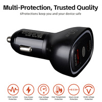 Chargeur de voiture personnalisé en gros 60W GaN Tech PD3.0 PPS Type-C Type-A double port avec indicateur LED pour ordinateur portable, téléphone et tablette