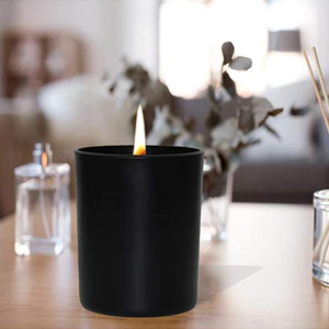 Bocaux à bougies en verre noir givré parfumé de 10 oz, vides, avec couvercle en bois ou en métal - Product Image 6