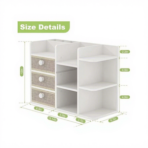 Organisateur de maquillage moderne en bambou organique à double niveau, grande capacité, amovible, pour comptoir de salle de bain - Product Image 1