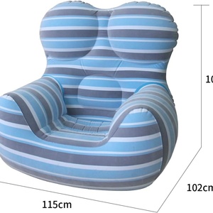 PVC <b>Inflatable</b> Chair <b>Sofa</b> 115*102*102 CM <b>Inflatable</b> Couch Outdoor Air <b>Sofa</b> Blue Blow up Couches for Home Garden Camping Travel - Product Image 2