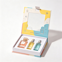 Boîte cadeau magnétique personnalisée pour parfum avec fenêtre en PVC, insert pour 3 flacons, boîte en papier rigide pour emballage d'échantillons de mini-parfums