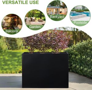 <span class=keywords><strong>Jardinière</strong></span> <span class=keywords><strong>rectangulaire</strong></span> en métal noir, jardinières hautes pour plantes d'extérieur avec trous de drainage pour l'extérieur, l'intérieur, le patio, la terrasse - Product Image 2