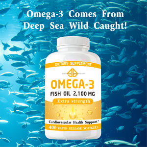 Huile de poisson Oméga-3 extra forte OEM 2100mg EPA DHA Riche en EPA et DHA pour la santé cardiovasculaire et cérébrale 400 gélules souples pour adultes Sans OGM Naturel - Product Image 4
