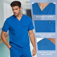Crossover V-Halslijn Tandheelkundige Uniformen Voor Mannen Aanpassen Kleuren 4-Way Stretch Spandex Polyester Rayon Ziekenhuis Werksets