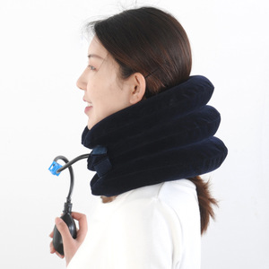 Inflatable Cervical Traction Device Three Layer Velvet Neck Support Manual Air Pump Class I Model with a for Home Use - Product Image 1