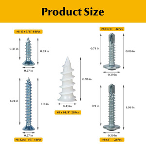 Baiguluo Drywall Screw Kit 192Pcs 244Pcs Self Tapping Screws Plasterboard Anchors General Industry Use - Product Image 1