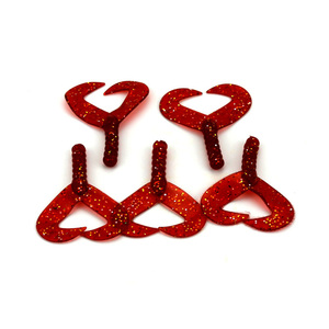 Vente en gros de leurres souples de pêche, type Grub à double queue, 6 cm, appât artificiel en plastique et silicone nageur pour la pêche au bar et au brochet - Product Image 2