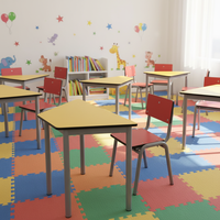 Tables et chaises d'école maternelle en bois irrégulières modernes pour enfants - Utilisation en chambre, salon, école - Montage facile, sûres et durables