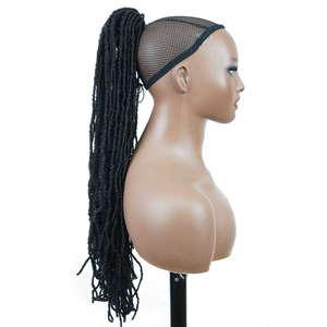 Pelucas trenzadas sintéticas negras africanas con trenzas sucias extensiones de cabello de cola de caballo rizado - Product Image 4
