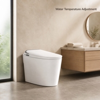 Ensemble WC et lavabo intelligent en céramique intégrale, suite de salle de bain moderne avec bidet automatique, design contemporain pour hôtel et appartement