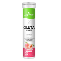 Comprimés effervescents AegleWell saveur pêche Gluta White L-Glutathion avec acide hyaluronique et collagène pour le soin de la peau adulte