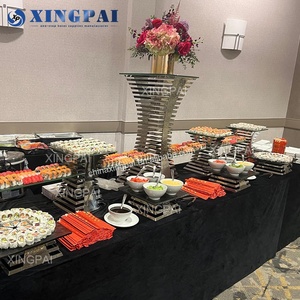 Bộ giá đỡ bánh ngọt, khay bày tiệc đứng bằng thép không gỉ chạm khắc thủ công XINGPAI, sang trọng, dùng để trưng bày đồ ăn tiệc đứng - Product Image 3