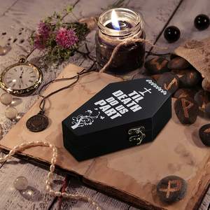 Boîte en <span class=keywords><strong>bois</strong></span> en gros, boîte de support d'anneau de cercueil, décor de cercueil de mariage gothique noir à vendre avec couvercle - Product Image 3