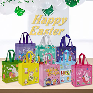 Bolsas Reutilizables con Asas de Tela No Tejida Spunlaced Laminada PP, Diseño de Dibujos Animados Personalizado, Cierre Personalizado, Logotipo, Regalo, Compras de Pascua, Recubrimiento UV - Product Image 4
