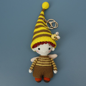 Porte-clés en crochet fait main de personnages de dessins animés, poupée en fil tricoté, pendentif figurine Amigurumi garçon/fille, décoration de sac à dos, cadeaux pour femmes - Product Image 3