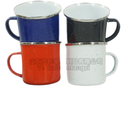 Tasses en émail, mugs à transfert thermique avec des points noirs et blancs, designs bicolores en émail avec bordures dorées et argentées