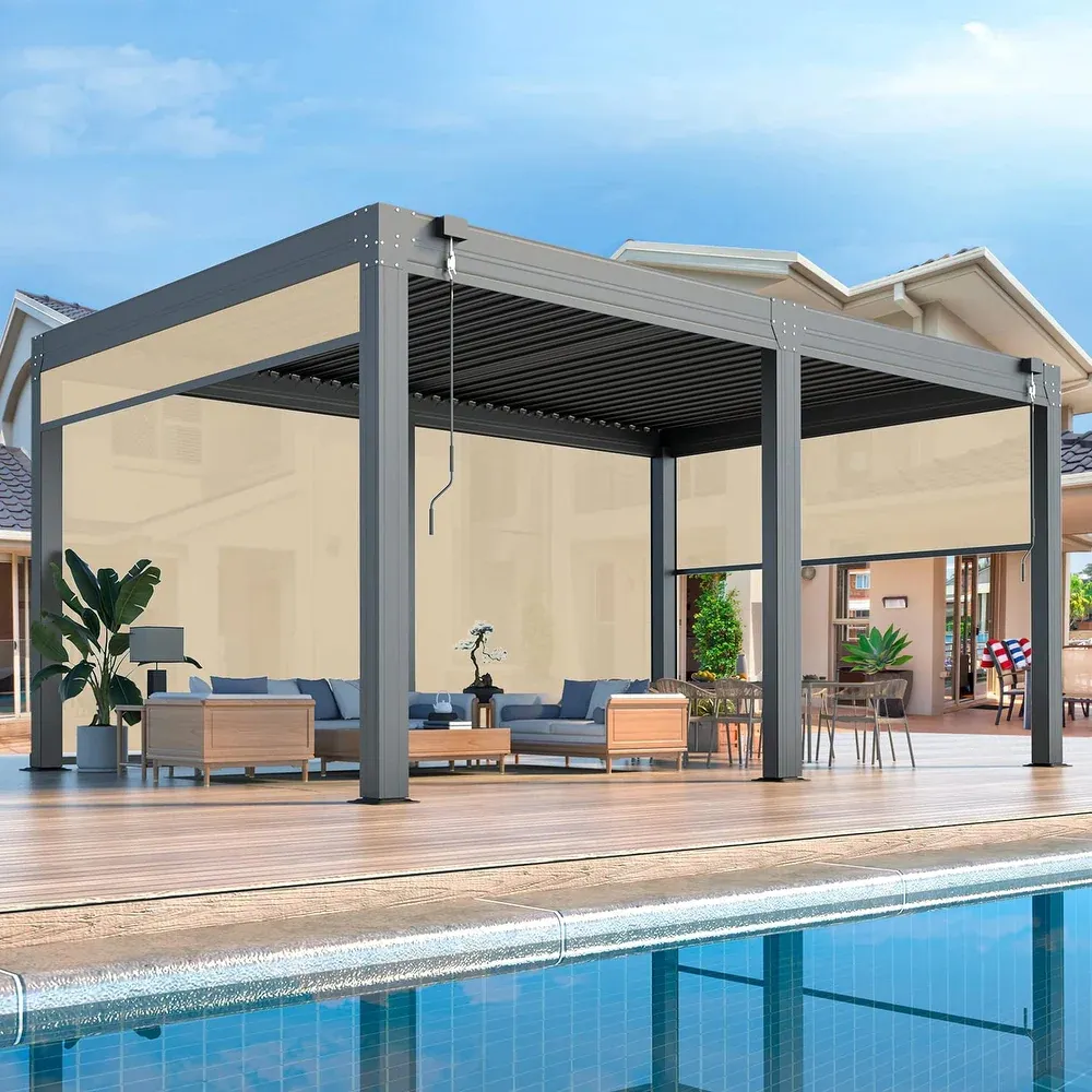 2024 nóng bán ngoài trời Vườn gazebo Sun Shading bioclimatic không thấm nước pergola giardino nhôm pergola