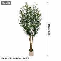 Arbre d'olivier artificiel de 210 cm de haut, feuilles vertes grises réalistes avec fruits, plante artificielle en pot pour villa, hôtel, salon