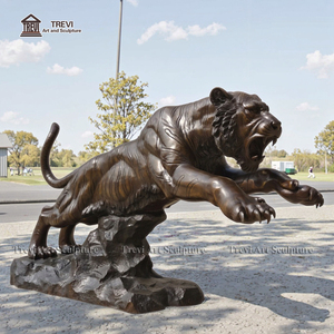 Escultura y estatua de tigre grande de bronce personalizado realista fundido de fábrica TREVI para decoración de exteriores de reserva de vida silvestre - Product Image 1