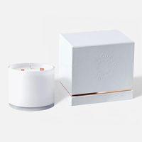 Custom Textured Rigid Paper White Printing Eco Friendly Candle Packaging Caixa De Vela Personalised Candle Box With Lid Logo