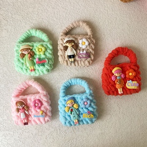 Sac pour écouteurs Popcorn Girl inspiré de l'art déco fait à la main au crochet Ins Niche Design Creative Couple Wallet - Product Image 5