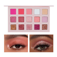 Palette de fards à paupières mats rose 15 couleurs, maquillage scintillant pour les yeux, cosmétiques à marque privée, végétalien, vente chaude