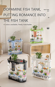 डेस्कटॉप मछली टैंक छोटे घरेलू एचडी पारदर्शी प्लास्टिक पारिस्थितिक टैंक भूनिर्माण हेलोलीन सूक्ष्म परिदृश्य परिसंचारी टैंक - Product Image 4