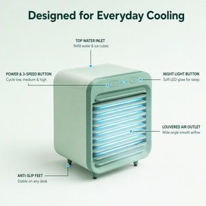 Mini-refroidisseur d'air USB <span class=keywords><strong>pour</strong></span> dortoir avec 3 vitesses, ventilateur portable compact <span class=keywords><strong>pour</strong></span> chambre, bureau, camping - Product Image 3
