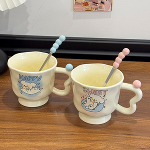 Mug en céramique Happy Dog avec poignée, design de dessin animé, cadeau pour filles et amies, printemps 2025 - Product Image 4