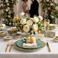 Assiettes de luxe en porcelaine fine à bord doré, motif floral d'agrumes français, vaisselle en céramique, assiettes à dessert et à salade pour mariage