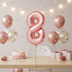 Palloncino Numero 8 in Mylar Oro Rosa da 32 Pollici, Marca Peiyong Modello 52203 per Celebrazioni ed Eventi - Product Image 3