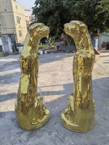 Estatua de Animal de Tamaño Real, Hecha a Mano, con Mosaico de Espejo Brillante, <span class=keywords><strong>Escultura</strong></span> de Pantera Plateada - Product Image 6