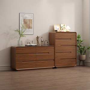 Lxyx New Chinese Style Solid Wood 5 Drawer Chest <b>Wall</b> Mounted Storage <b>Cabinet</b> for Living Room Integrated Large Capacity - Product Image 1