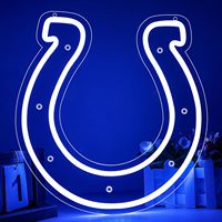 Enseigne néon LED authentique aux couleurs de l'équipe, style Colts, avec logo fer à cheval professionnel pour la décoration murale de bar sportif